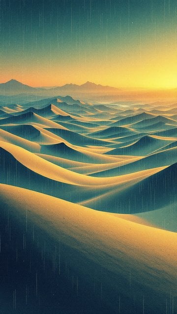 Rainy Desert Sunset Landscape Wallpaper