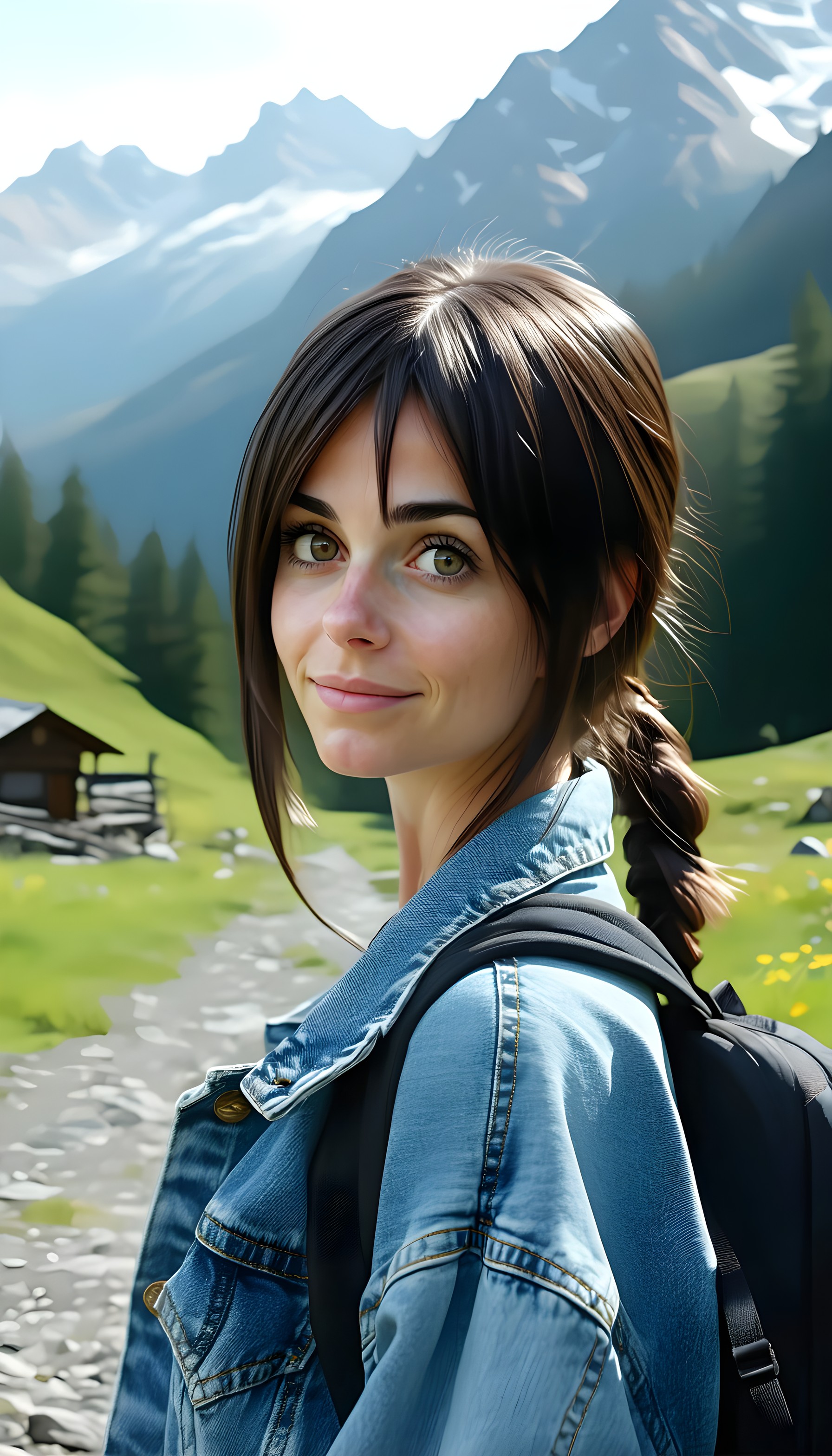 Smiling Hiker Woman in Scenic Alpine Mountains, woman, hiker, mountains, alpine, nature, adventure