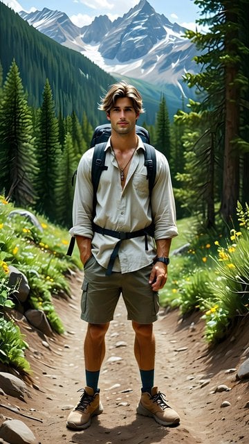 Male Hiker Mountain Adventure Wallpaper