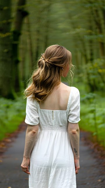 Serene Woman in Forest Path - Nature Mobile Wallpaper