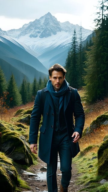Stylish Man Mountain Hike Aesthetic Phone Wallpaper