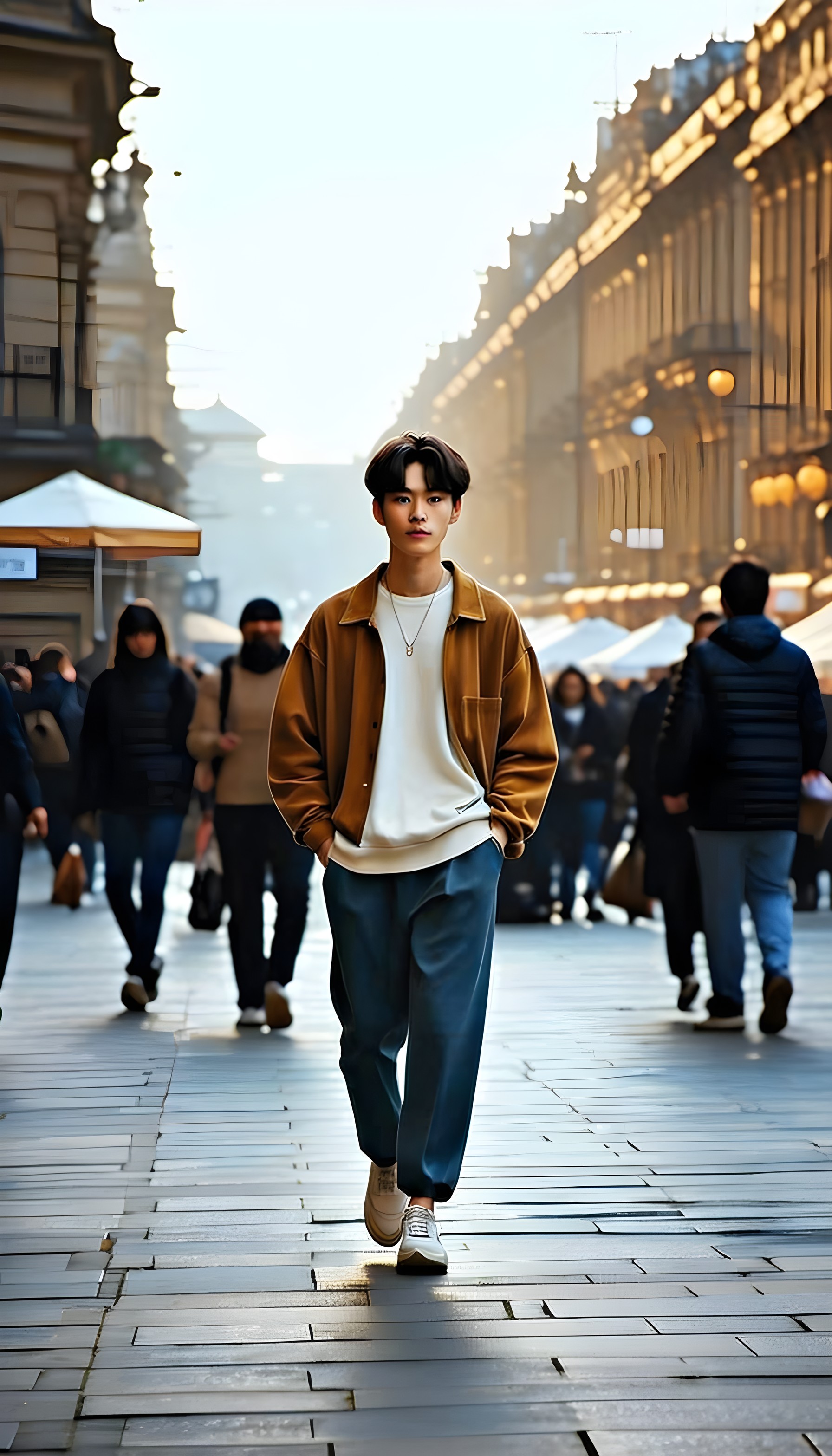 Stylish Man Urban Walk Aesthetic Wallpaper, man, stylish, fashion, street style, urban, city