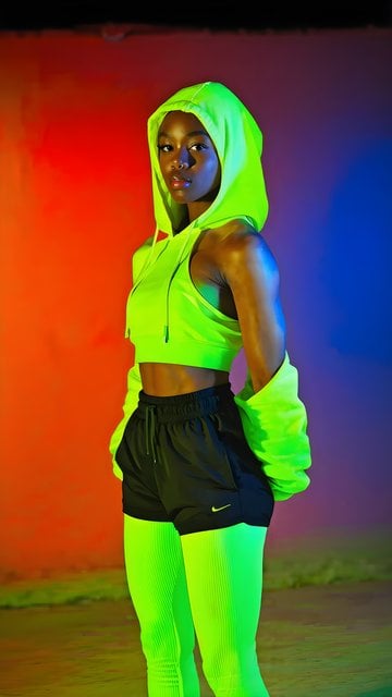Vibrant Neon Green Athletic Portrait