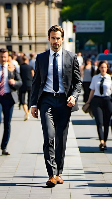 Confident Businessman Walking Urban City Street