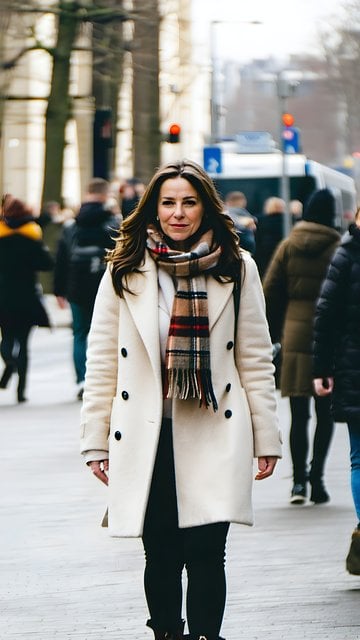 Elegant Woman City Street Winter Fashion Wallpaper