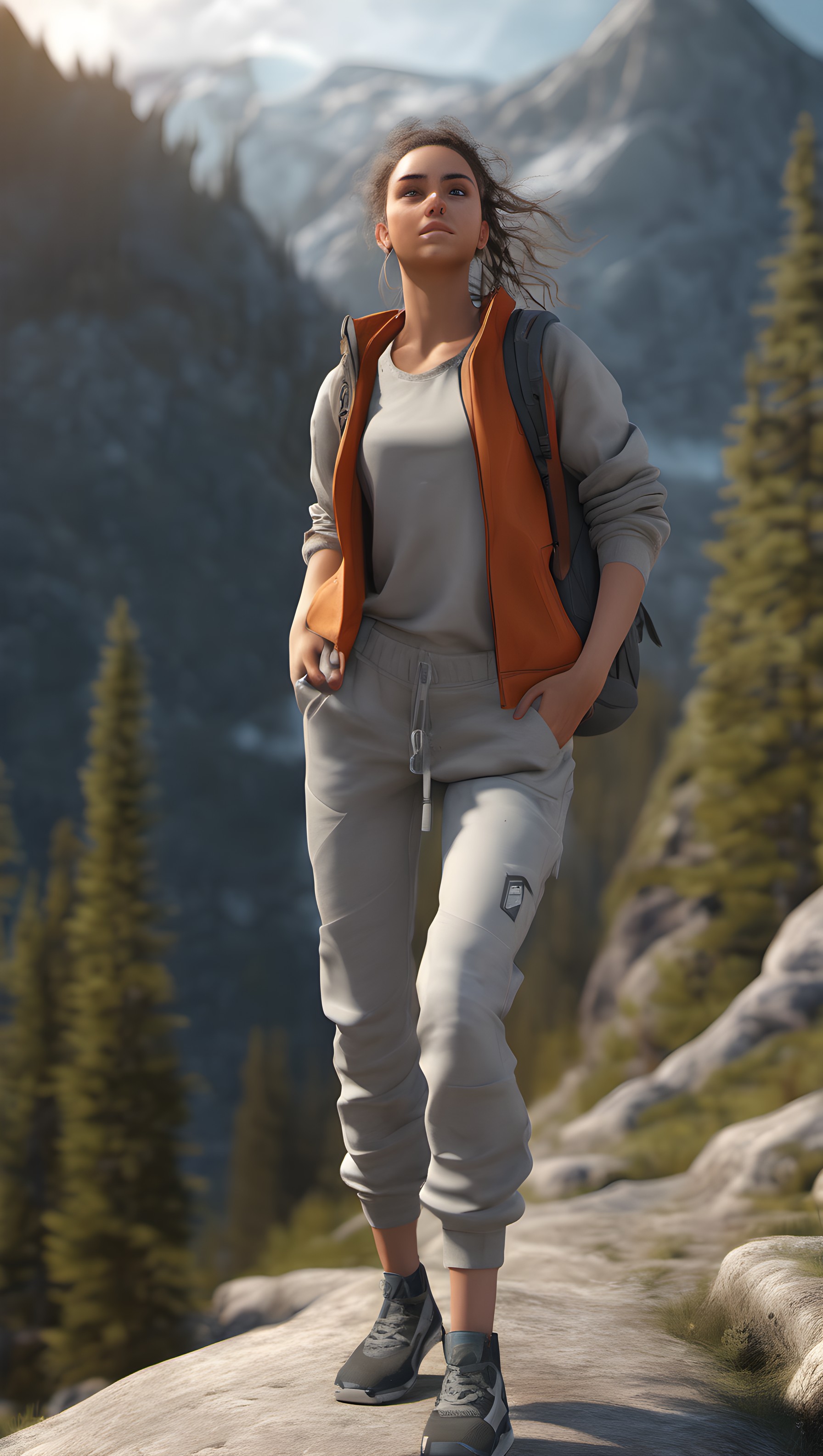 Woman Hiker Mountain Adventure Mobile Wallpaper, hiker, mountain, adventure, nature, woman, grey