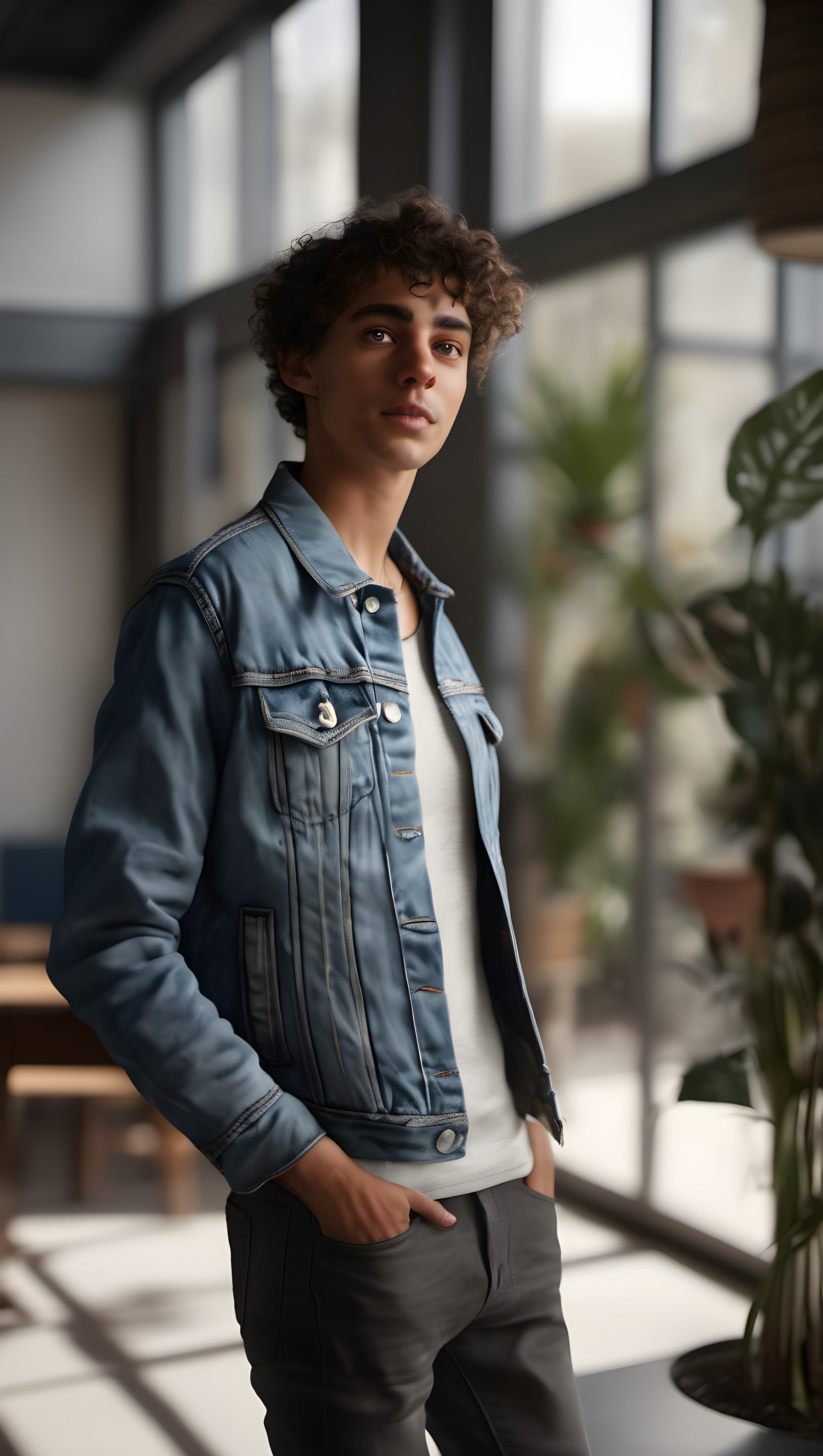 Cool Young Man Denim Jacket Portrait Wallpaper, young man, denim jacket, portrait, cool, stylish, urban