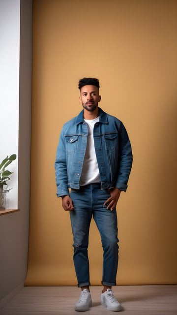 Stylish Man in Denim Jacket & Jeans
