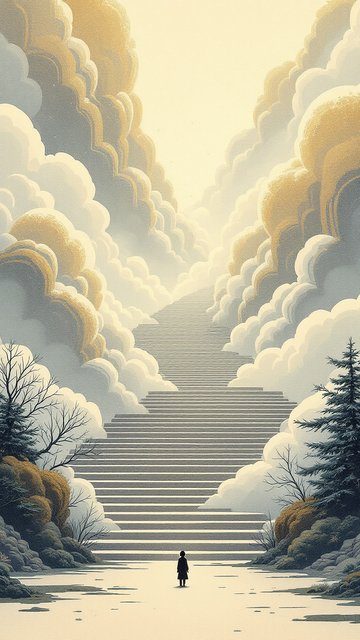 Cloud Stairway Ascending to Light, Minimal Dream