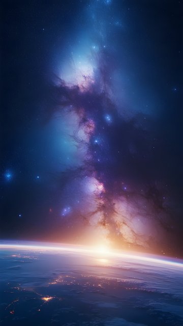 Majestic Cosmic Horizon Wallpaper: Earth & Nebula