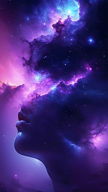 Cosmic Nebula Mind Silhouette Phone Wallpaper