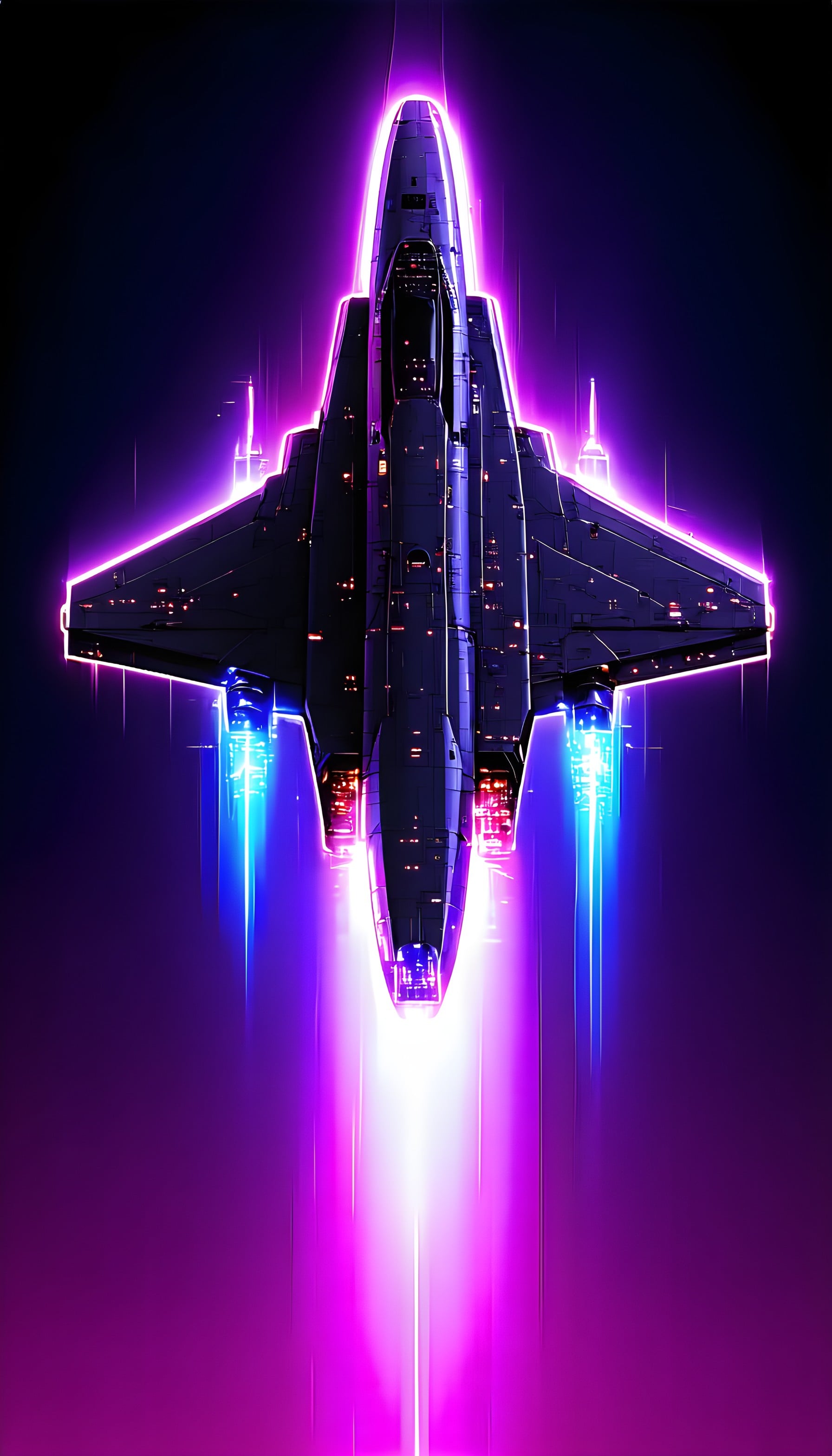 Futuristic Spaceship Ascent Neon Glow Mobile Wallpaper, spaceship, sci-fi, neon, futuristic, space, glow
