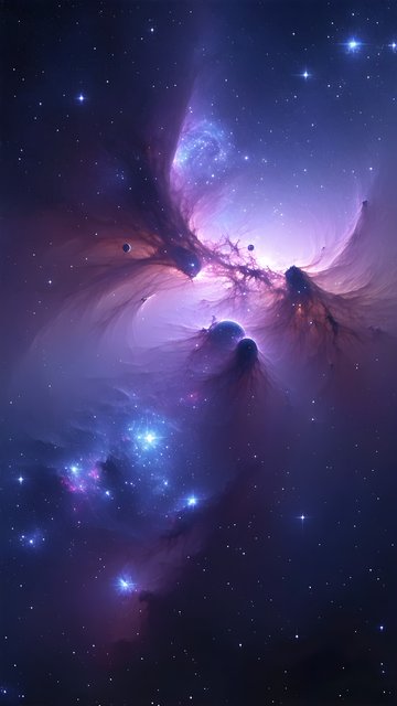 Cosmic Purple Nebula with Stars & Planets Wallpaper