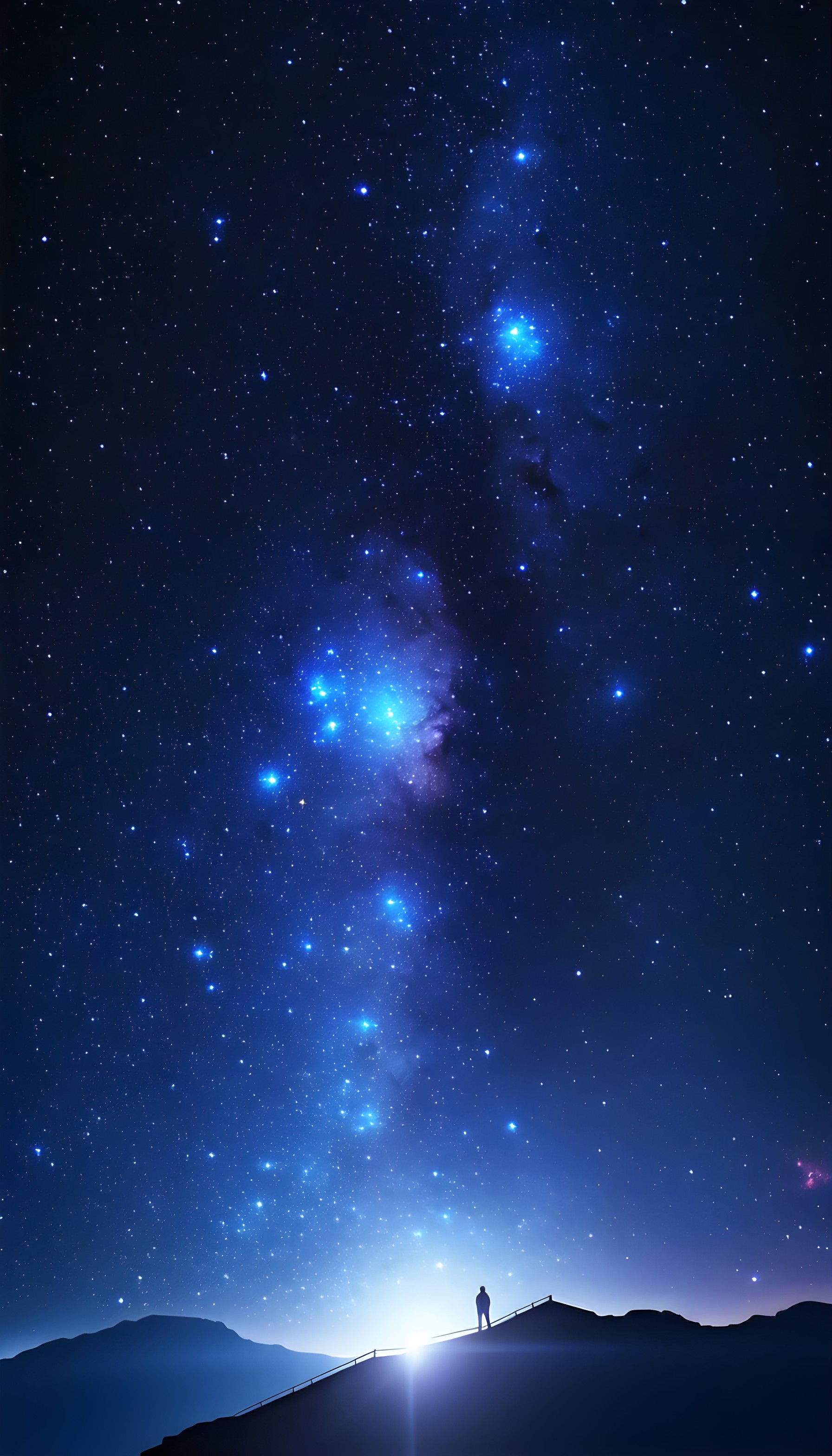 Awe-Inspiring Starry Night Sky with Mountain Silhouette, starry night, galaxy, cosmos, space, night sky, silhouette