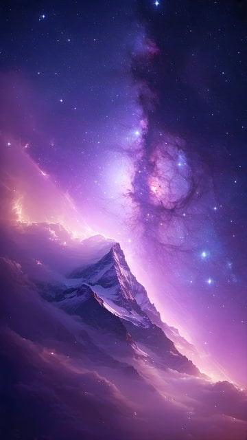 Cosmic Mountain Nebula Night Sky Wallpaper