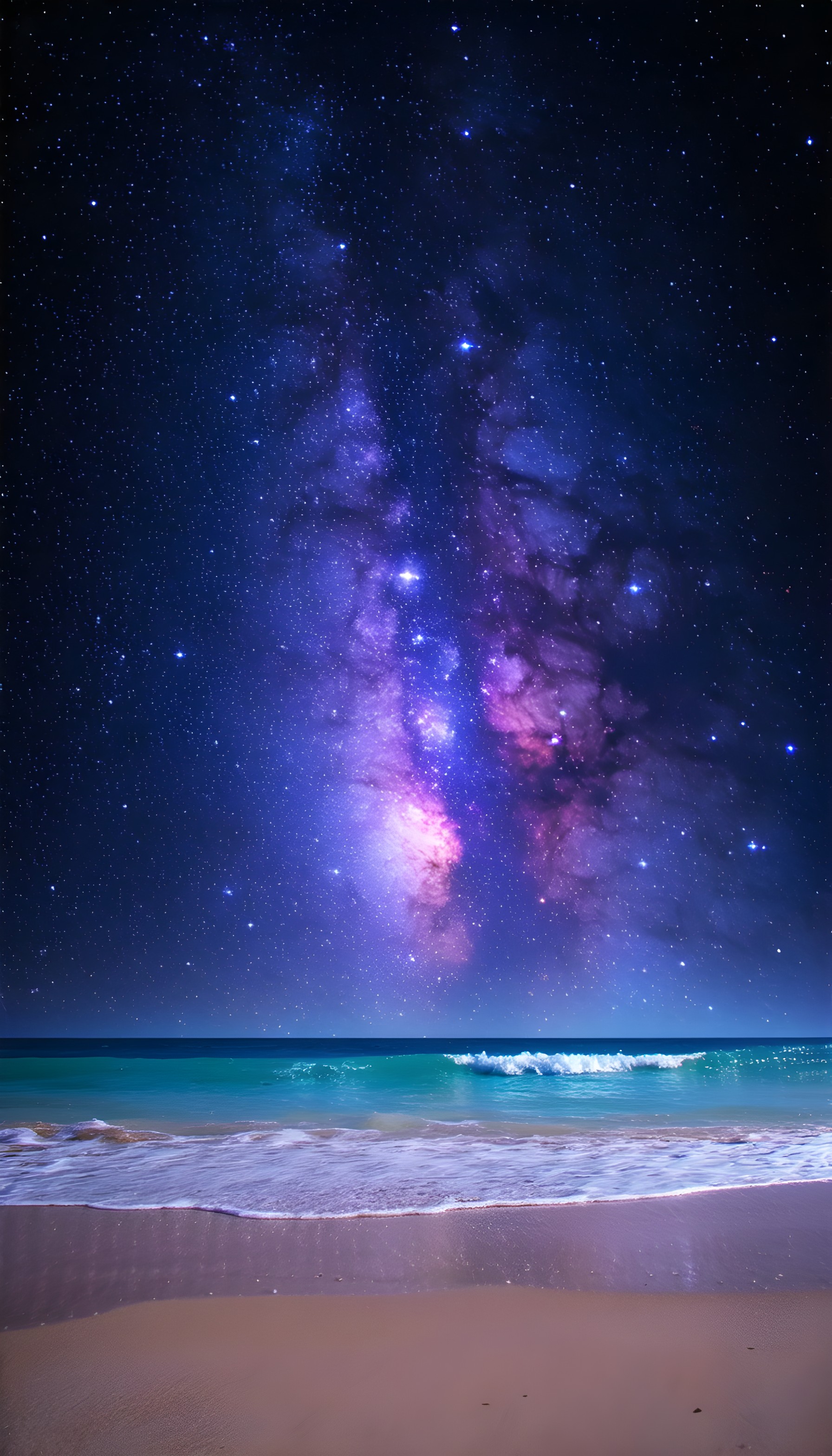 Galactic Beach Night Sky Mobile Wallpaper, milky way, night sky, beach, ocean, stars, galaxy