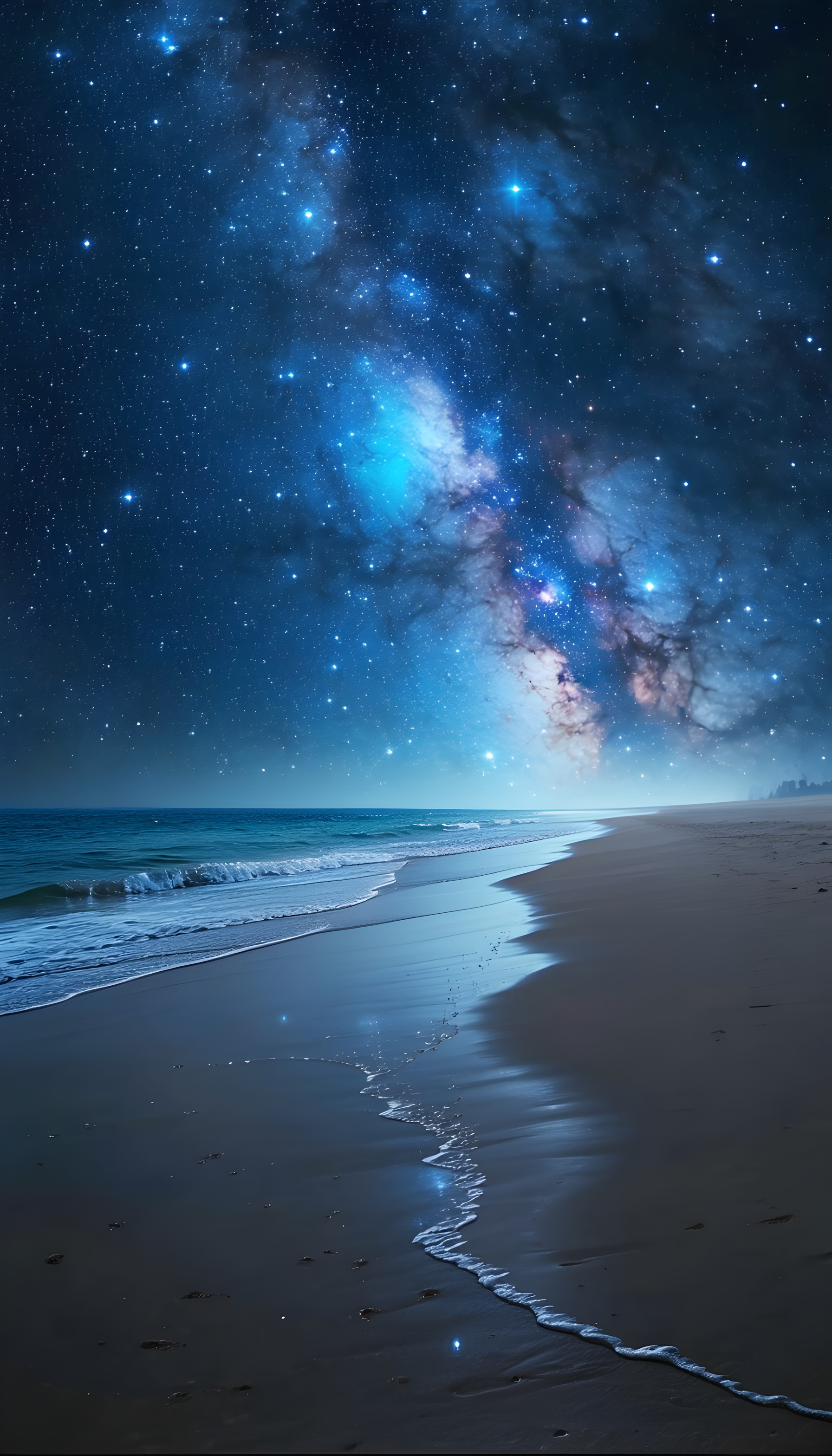 Stunning Milky Way Beach Night Sky Wallpaper, milky way, night sky, beach, ocean, stars, galaxy