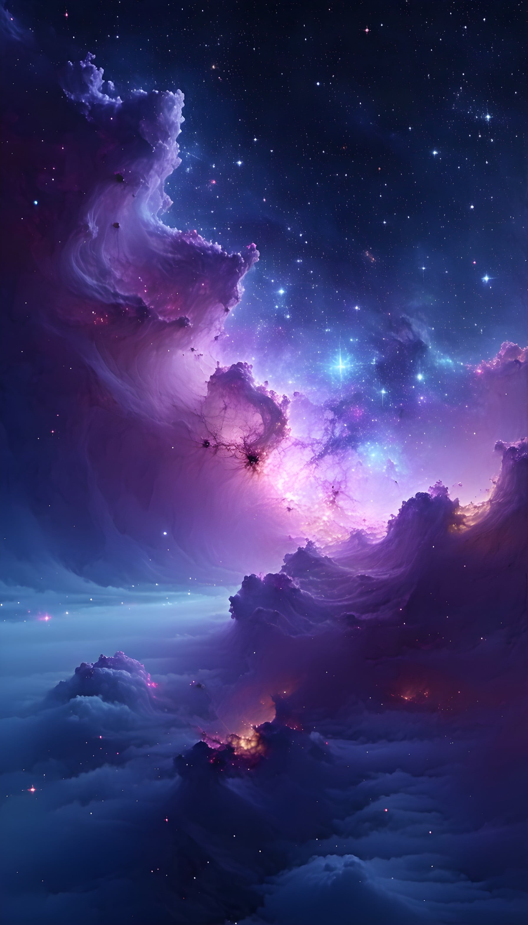 Vibrant Nebula Galaxy Sky Wallpaper, nebula, galaxy, space, stars, cosmic clouds, purple