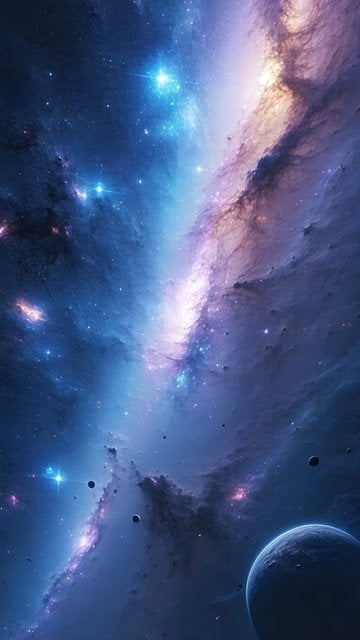 Vibrant Deep Space Nebula with Planets & Stars