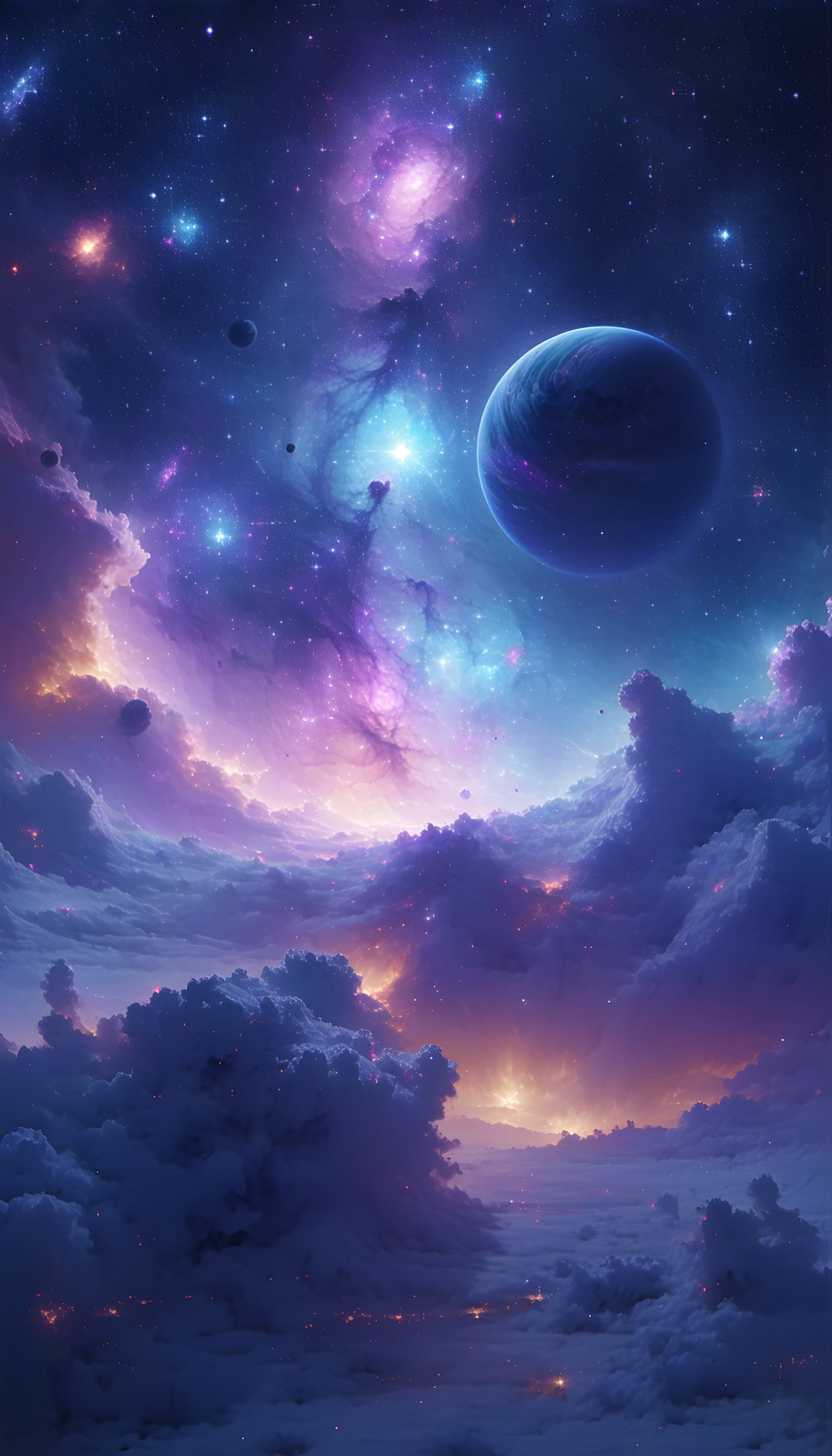 Fantasy Nebula Planet & Galactic Clouds Mobile Wallpaper, space, nebula, planet, galaxy, fantasy art, cosmic