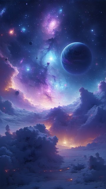 Fantasy Nebula Planet & Galactic Clouds Mobile Wallpaper