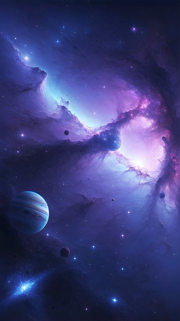 Vibrant Cosmic Nebula Planets Stars Wallpaper