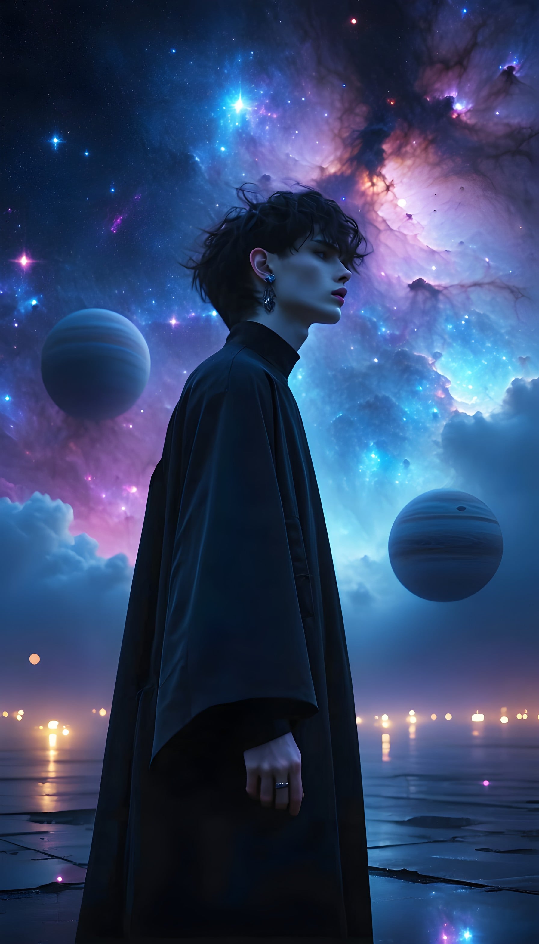 Cosmic Wanderer Nebula Sky Aesthetic Wallpaper, cosmic, nebula, galaxy, space, fantasy art, digital painting