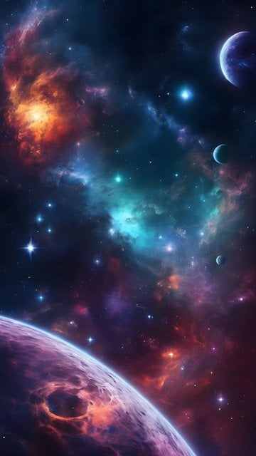 Vibrant Cosmic Nebula Planets Space Wallpaper