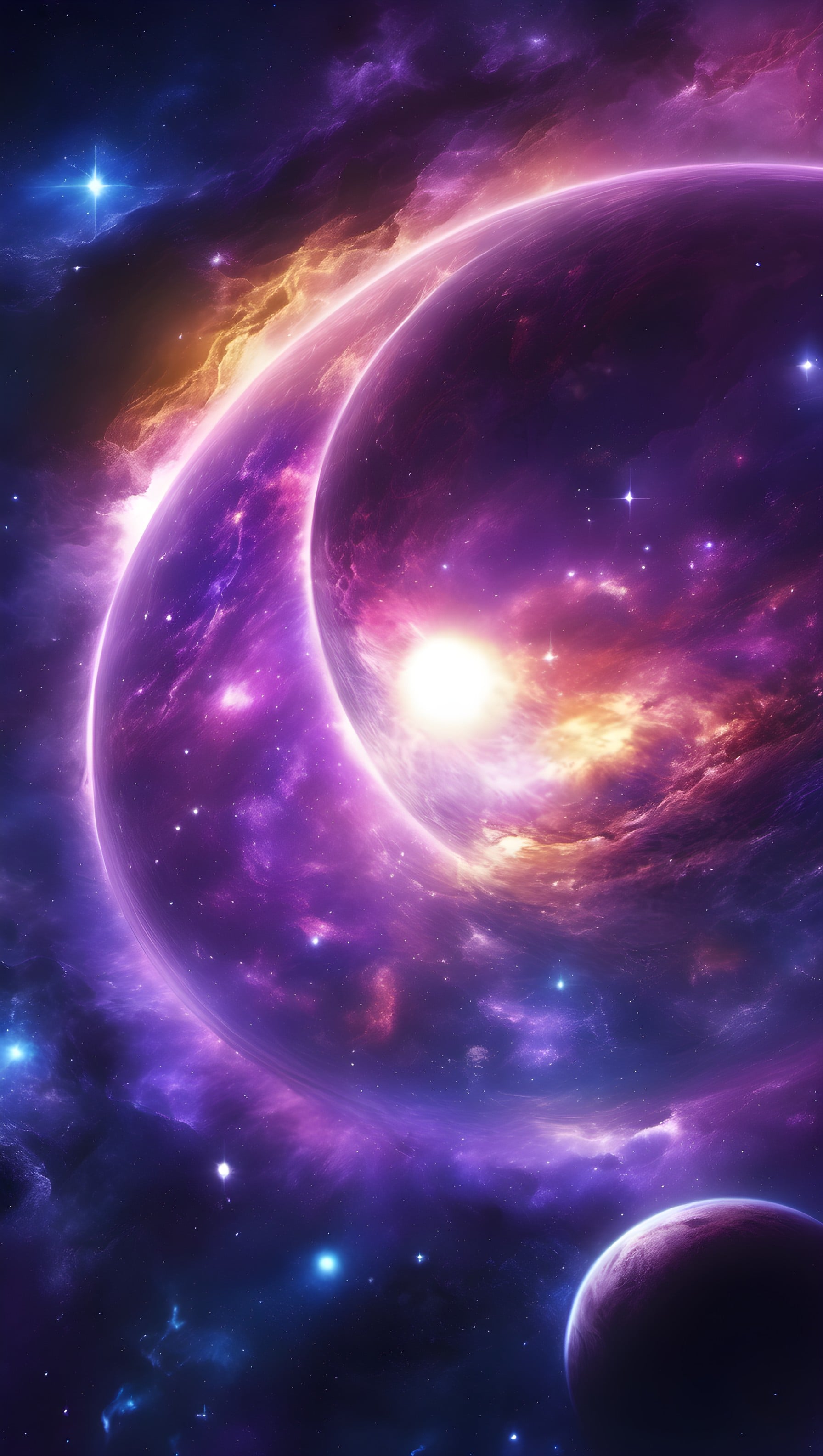 Vibrant Cosmic Nebula Planet Glow Wallpaper, space, galaxy, nebula, planet, purple, cosmic