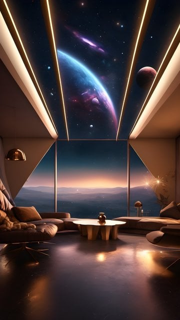 Futuristic Luxury Lounge Space View Mobile Wallpaper