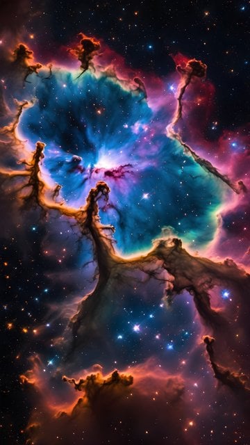 Vibrant Cosmic Nebula Pillars & Stars Wallpaper