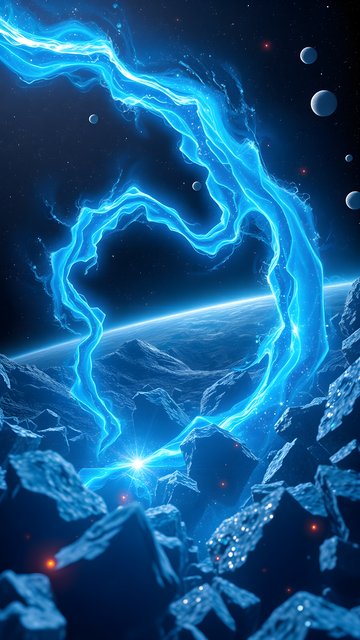 Electric Blue Cosmic Energy Flow Space Wallpaper