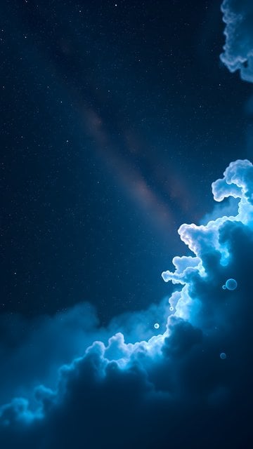 Ethereal Starry Night Sky with Glowing Clouds Wallpaper