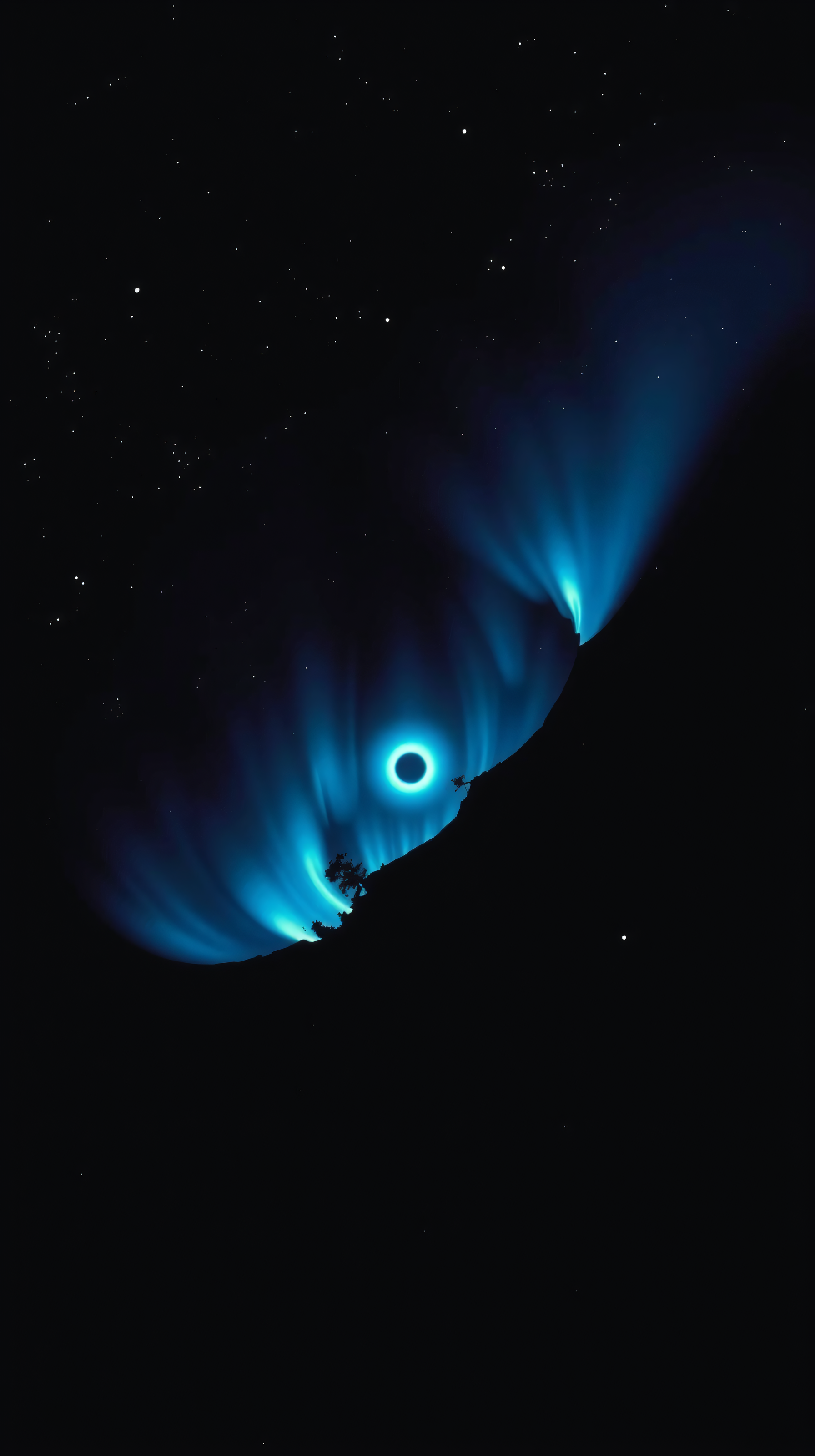Ethereal Blue Glow Eclipse, Minimal Starry Night Sky, eclipse, blue glow, night sky, stars, minimalist, celestial