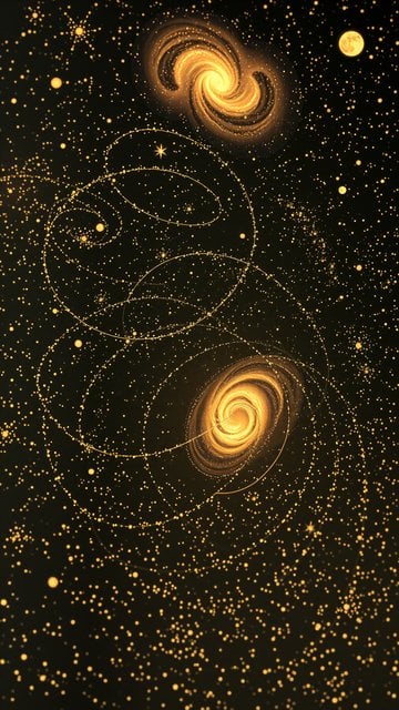 Golden Spiral Galaxies and Starfield Wallpaper