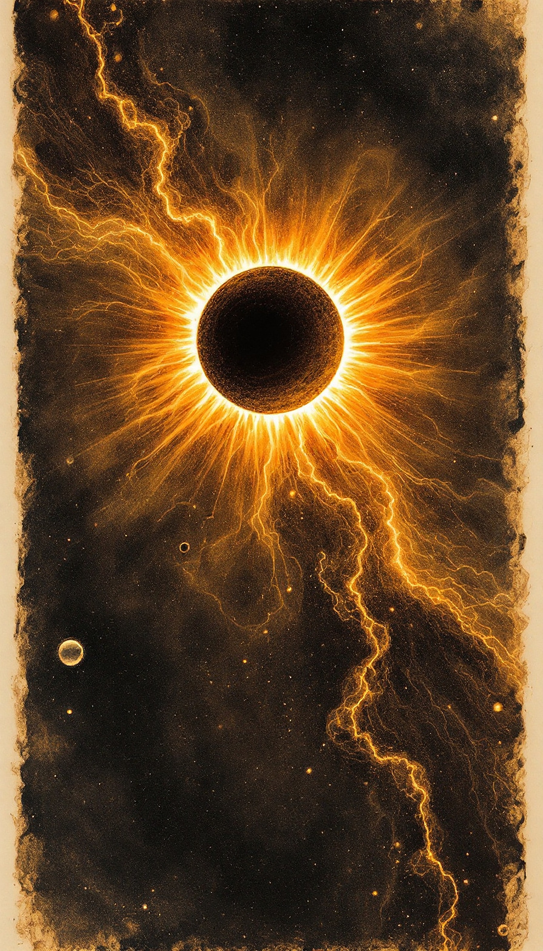 Cosmic Eclipse Lightning Abstract Wallpaper, cosmic eclipse, lightning, space wallpaper, abstract, dark aesthetic, celestial