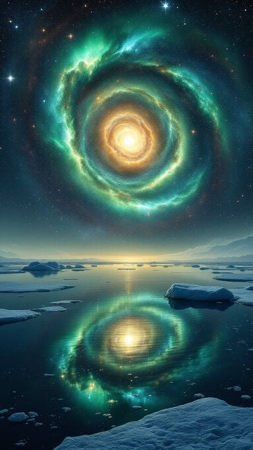 Arctic Nebula Reflection - Cosmic Icy Landscape