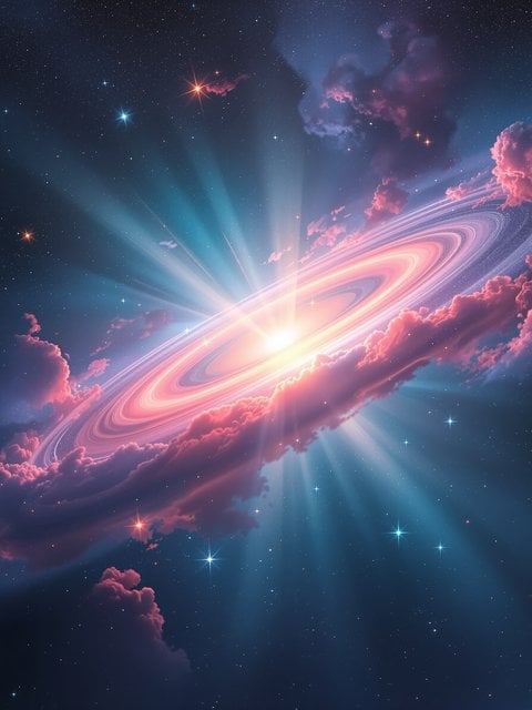 Cosmic Rings Nebula with Bright Star Glow