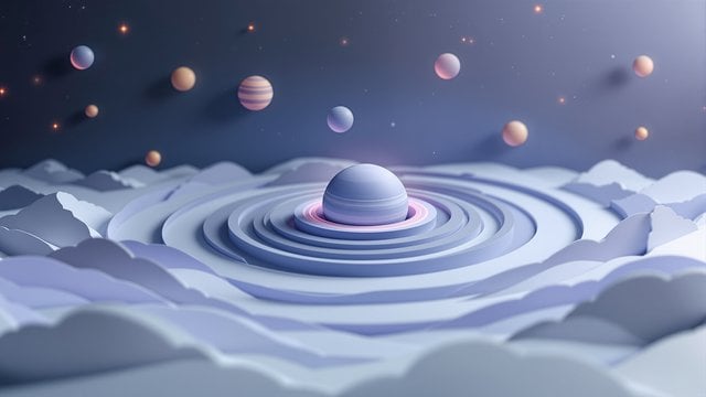 Minimal Pastel Saturn Planet & Clouds Wallpaper