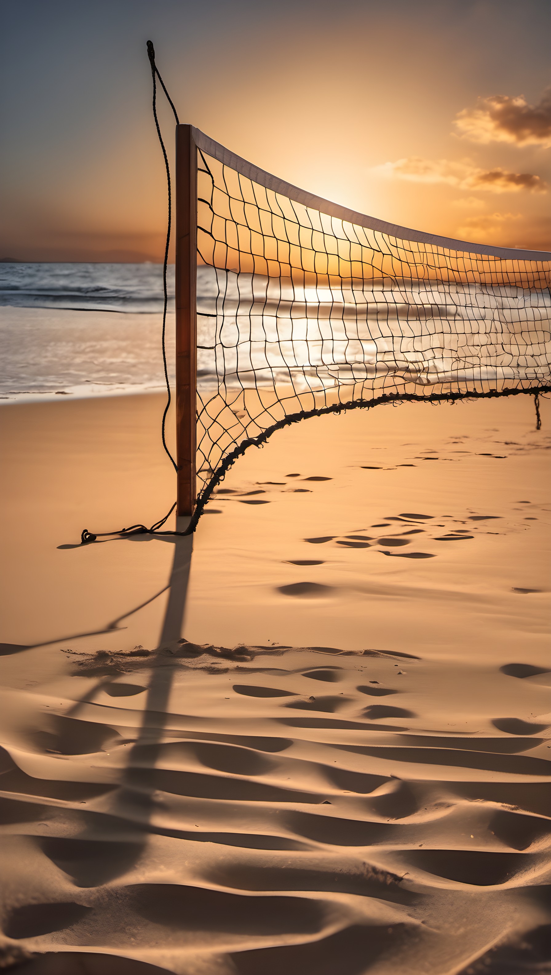 Golden Hour Beach Volleyball Net Sunset Wallpaper, beach, volleyball, sunset, golden hour, sand, ocean