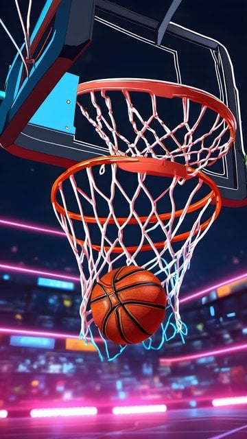 Vibrant Neon Basketball Hoop Slam Dunk Wallpaper