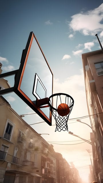 Urban Basketball Hoop at Golden Hour