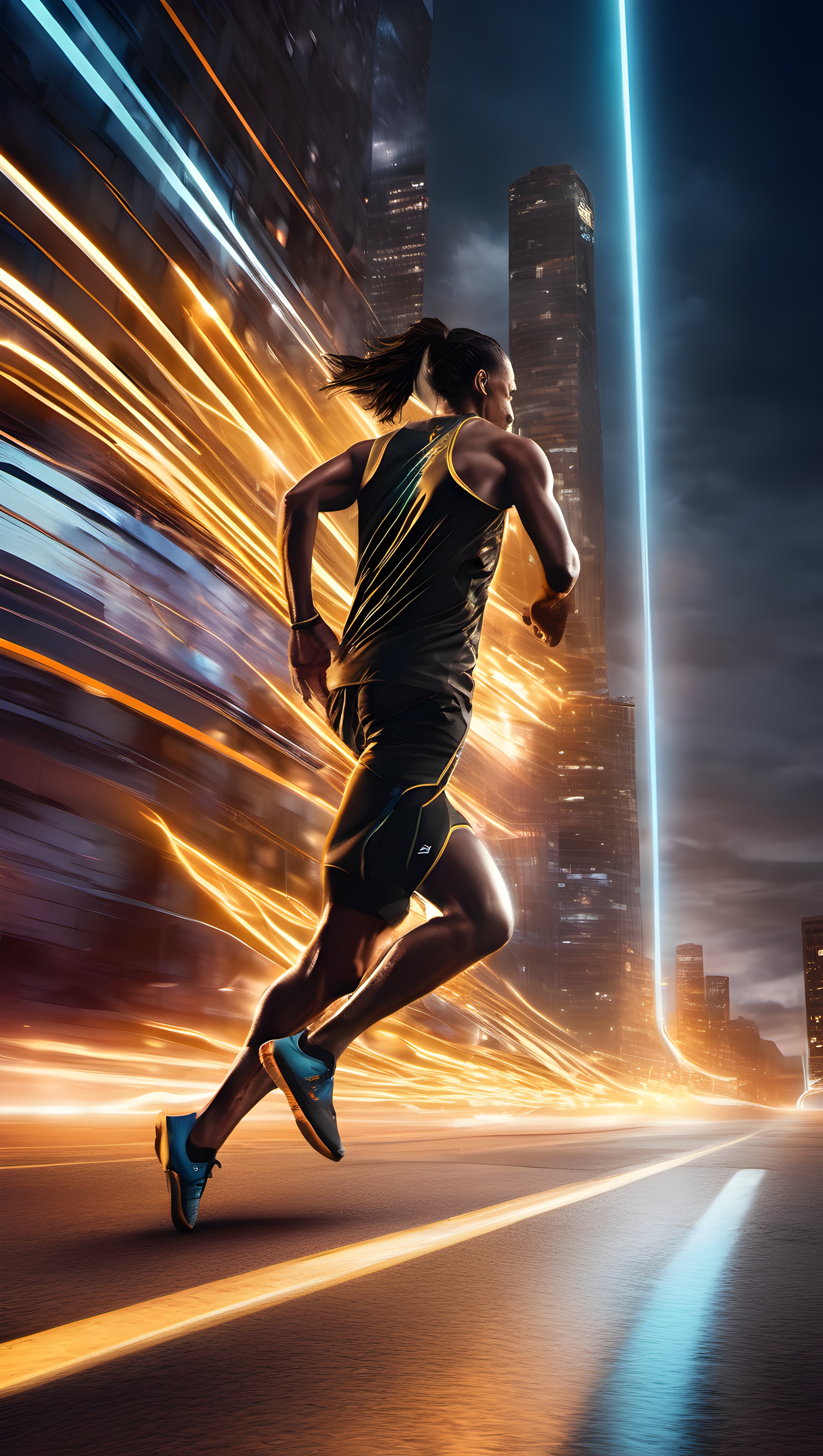 Dynamic City Runner Neon Speed Motion Wallpaper, runner, city, speed, neon, futuristic, dynamic