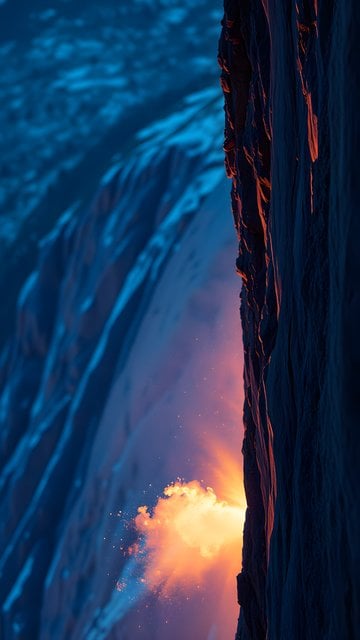 Ethereal Sunset Glow on Mountain Cliff