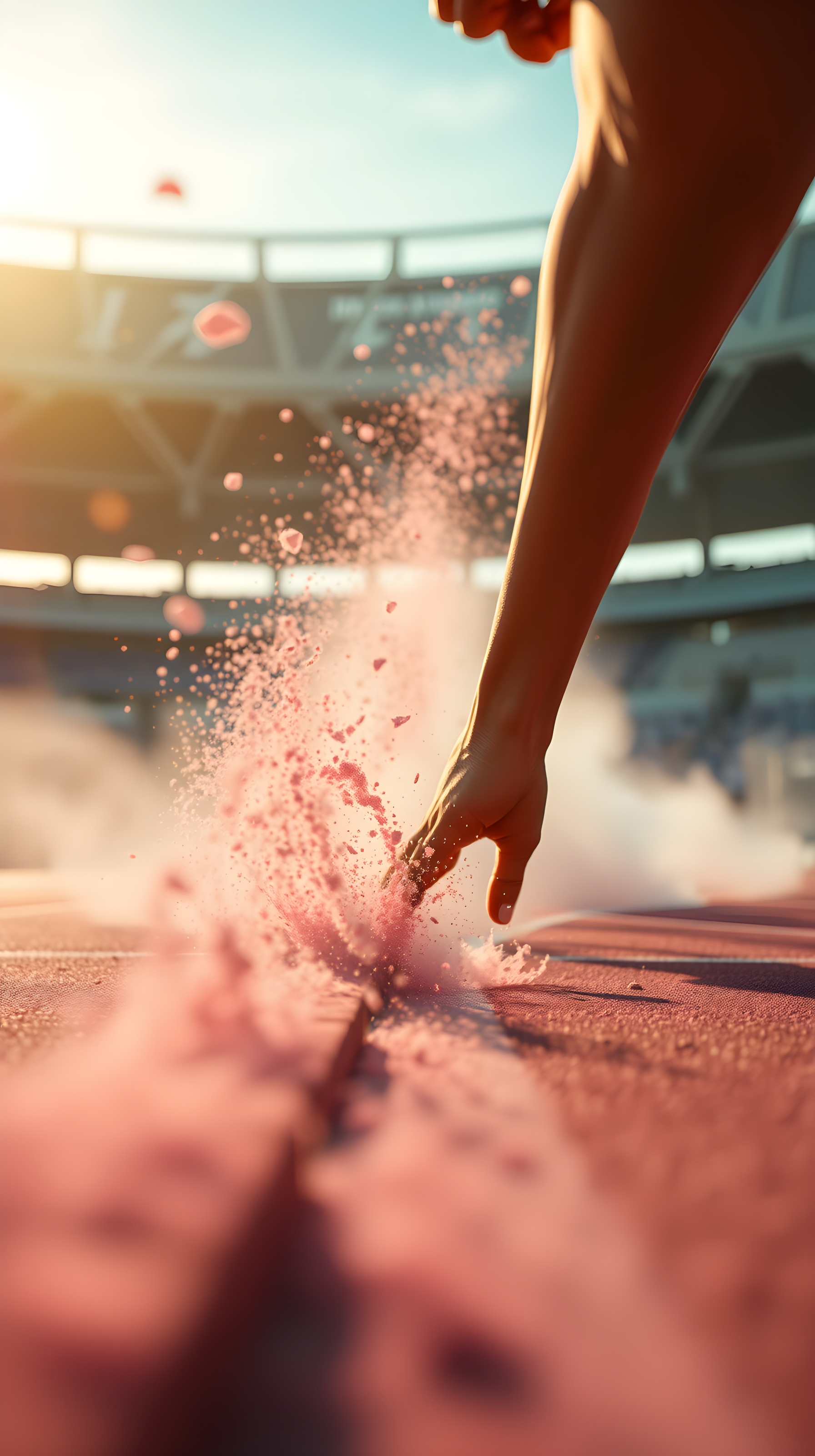 Dynamic Athlete Start Pink Powder Explosion Wallpaper, dynamic, athletic, sports, running, track, pink powder