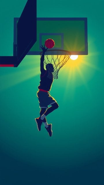 Dynamic Basketball Dunk Silhouette Wallpaper