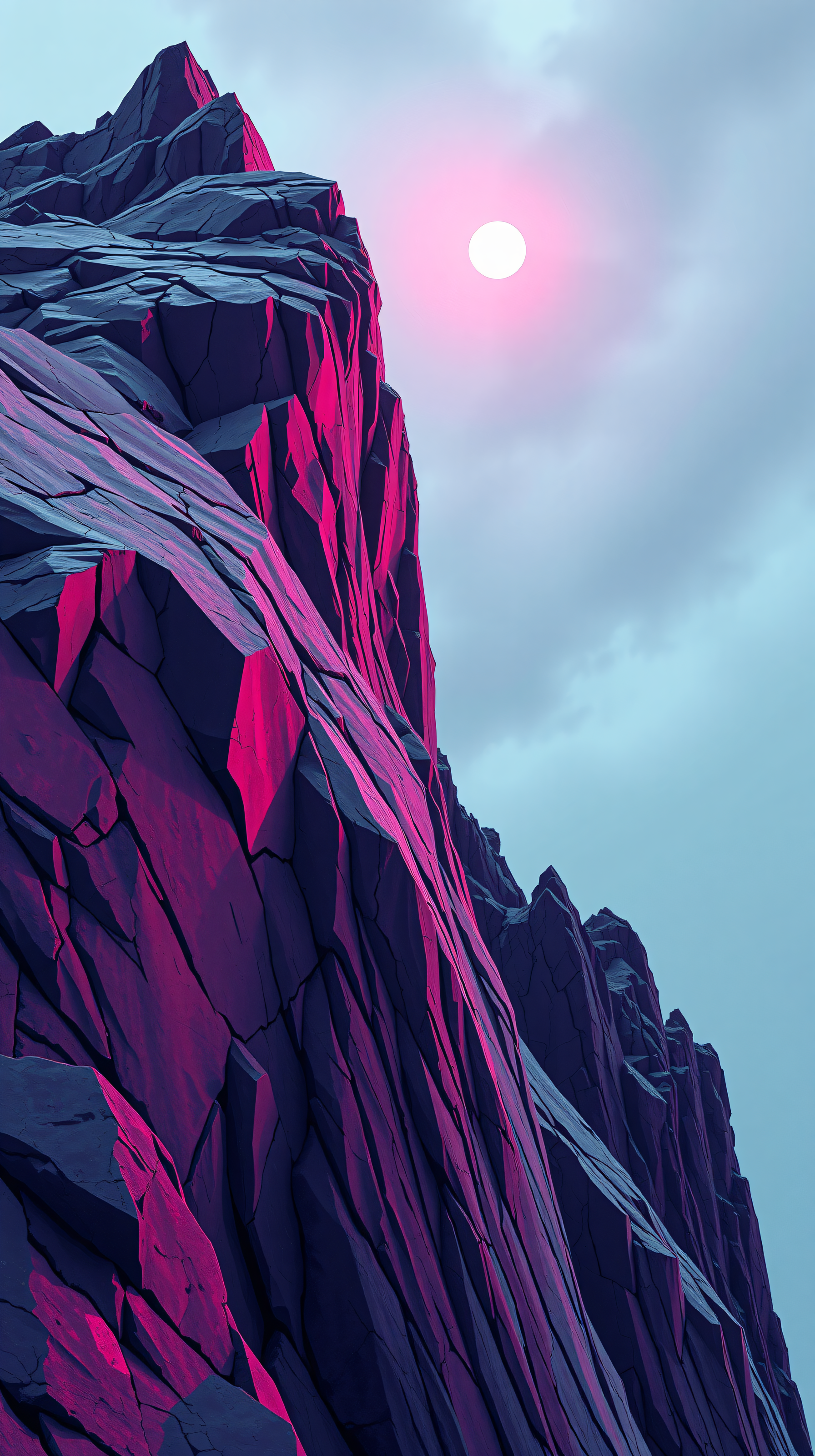 Neon Magenta Mountain Peaks Wallpaper, mountain, neon, magenta, purple, futuristic, wallpaper