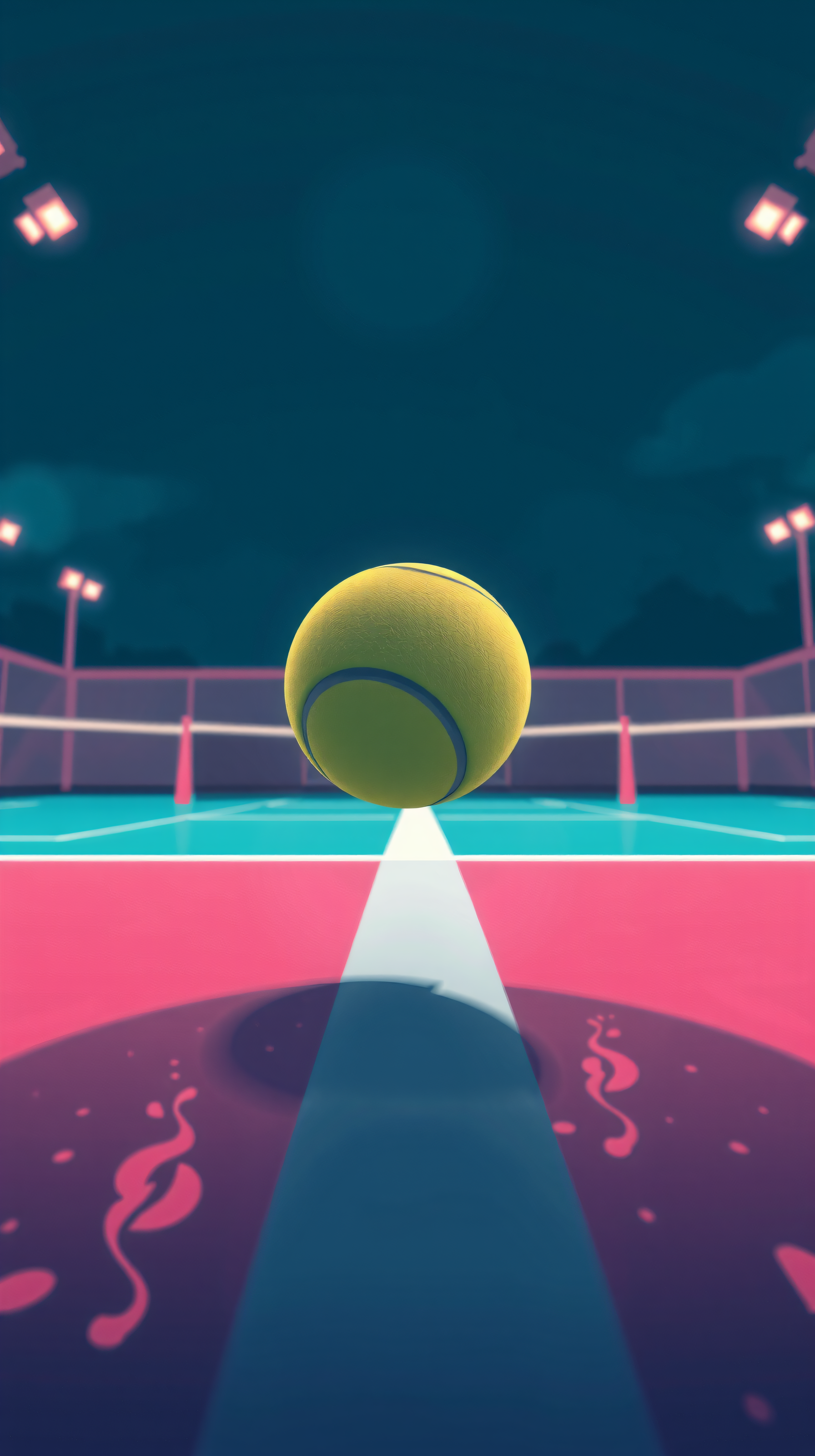 Vibrant Tennis Ball Spotlight Court Wallpaper, tennis, sports, ball, court, vibrant, neon