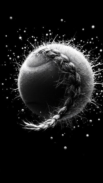 Braided Tennis Ball Abstract Black & White Wallpaper