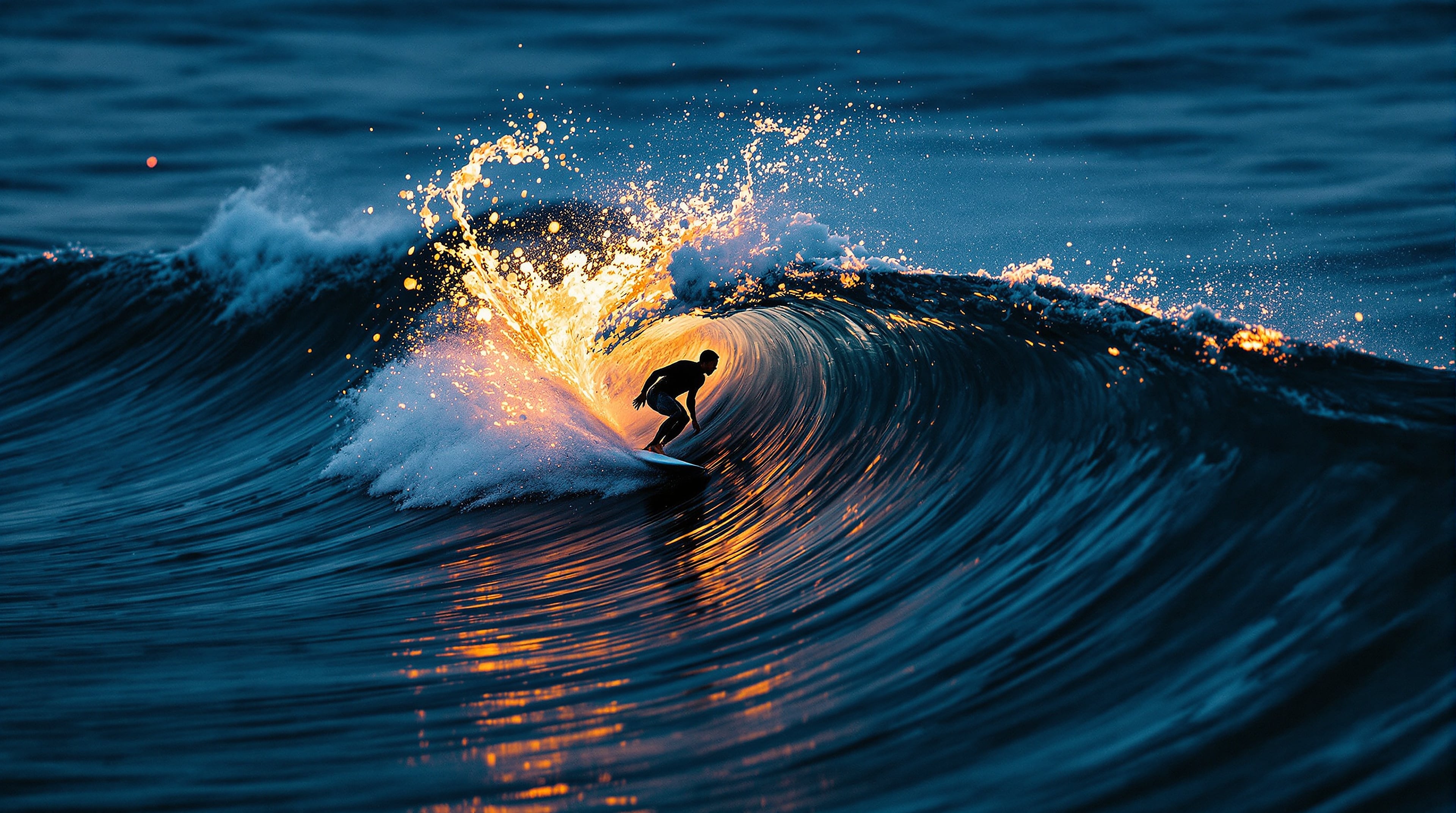 Surfer in Golden Wave Barrel at Sunset, surfer, wave, ocean, surfing, sunset, golden light